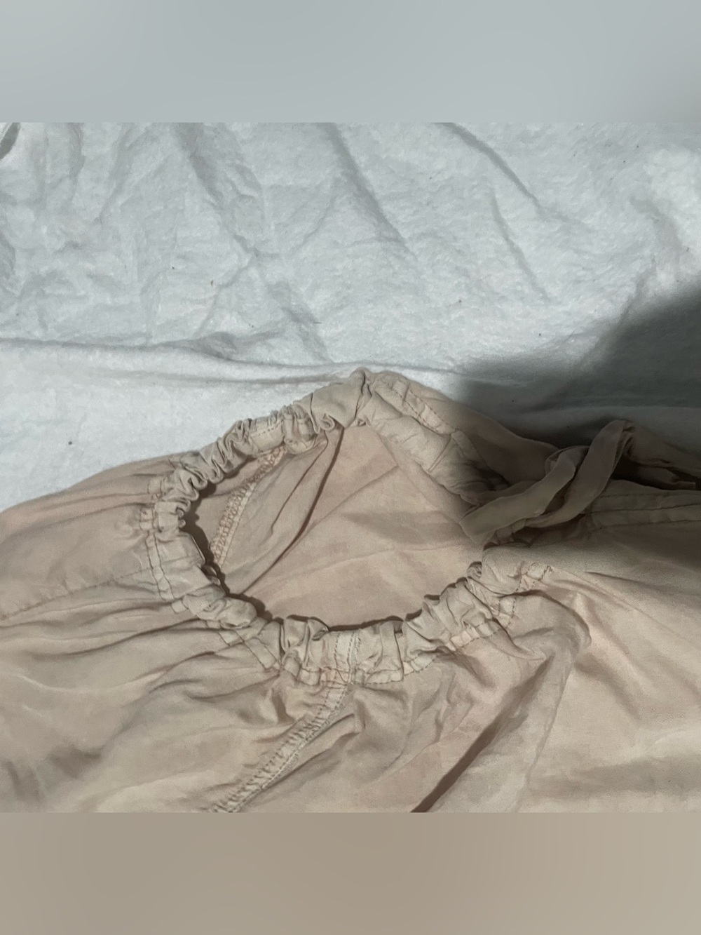 We The Free Pale Beige Ruffle-Neck Button Front Blouse - Picture 4 of 5